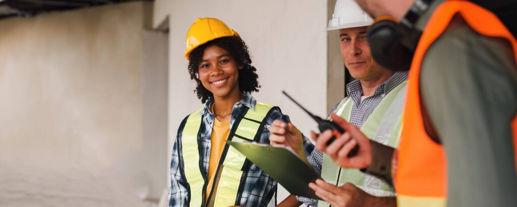 Young construction workers