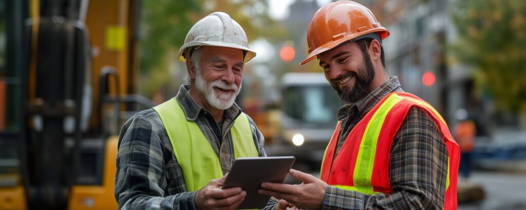 Mentor and Mentee in construction garb